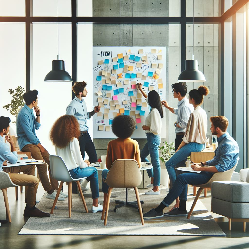 Session de brainstorming d’équipe, génération d’idées et planification de projet. Session de brainstorming d'équipe, génération d'idées et planification de projet.