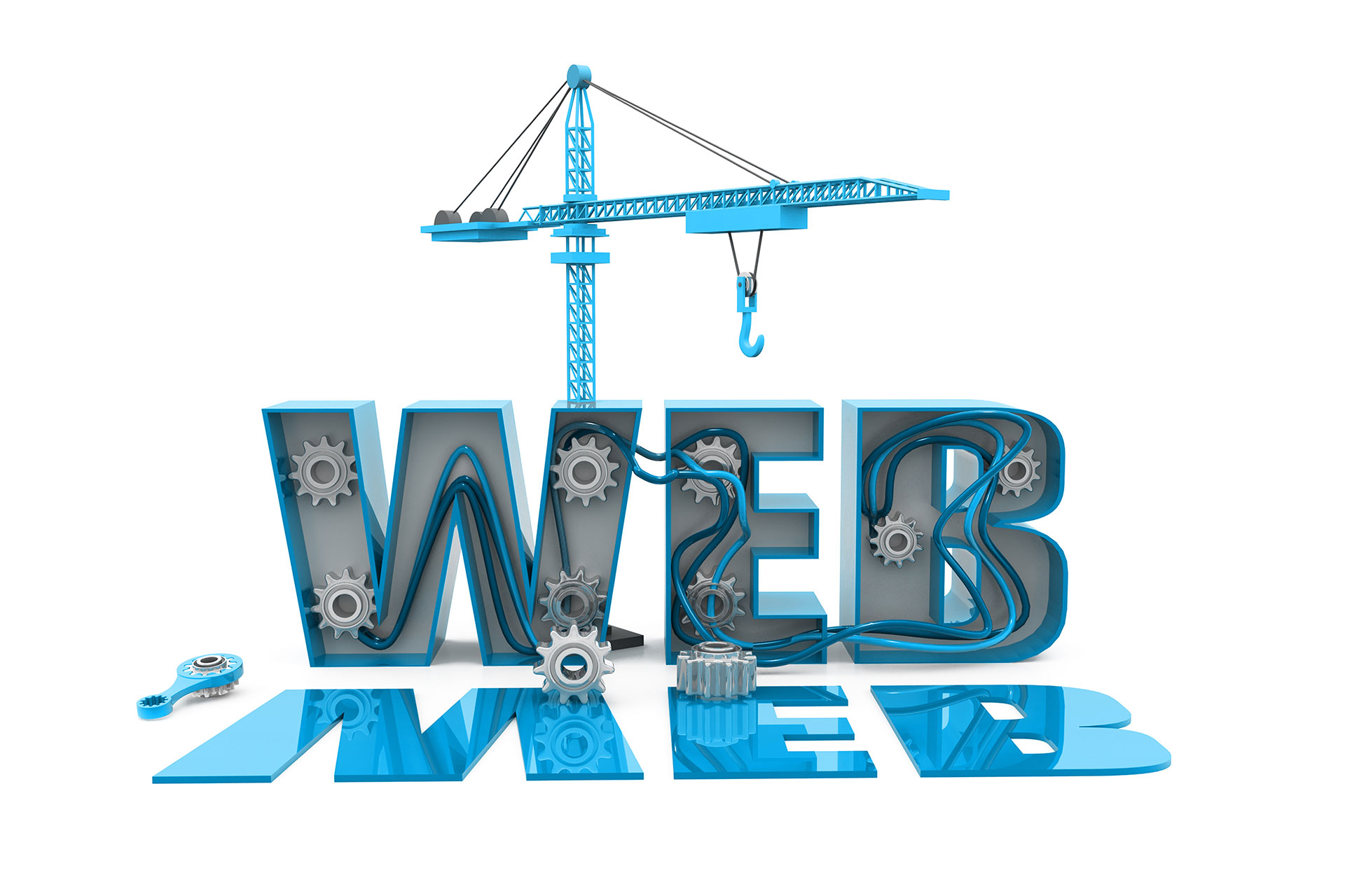 Illustration 3D du mot Web en construction représentant la création d’un site web. Illustration 3D du mot Web en construction représentant la création d’un site web.